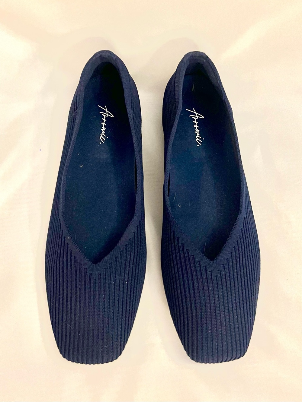 Arromic Navy Ribbed Knit Slip-On Ballet Flat Loafer